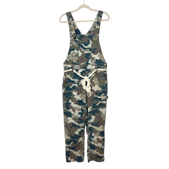 Anthropologie Camo Utility Relaxed Carpenter Overalls Cotton Stretch Size 6 - Picture 5 of 13